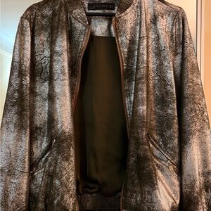 Zara Shimmering Silver Bomber Jacket